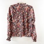 Evereve  Clara Floral Paisley Long Sleeve V Neck Blouse Top Maroon Small Photo 3