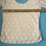 Bongo lace floral top lined gathered on sides short sleeve cream size XL Photo 6