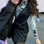 Shasa Black And White Newspaper Turtleneck Crop Top Photo 8