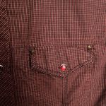 Guess  Y2K Grunge Womens Shirt Sz L Red Studs Glass Snap Country Plaid  Rodeo Photo 3