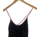 Seafolly black 100% cotton gauze maxi dress braided strappy neck tie size small Photo 2