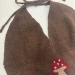 Romwe Mushroom Top XS Small Brown Red Sweater Knit Halter Crop Fairycore Hippie Grunge Photo 2