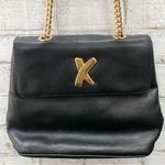 Vintage PALOMA PICASSO Italian Black Leather Gold Chain Shoulder Bag Photo 4