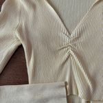 Dreamers By Debut pastel yellow ribbed collared cropped sweater top Photo 1