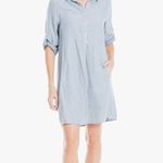 Max Studio Roll Sleeve Striped Chambray Dress Sz S Photo 0