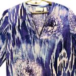 Chico's Women's Blouse Size XL Hi Low Top Blue Purple Floral Print Art Too Wear A Photo 2