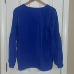 Talbots  Long Sleeve Ruffle Sleeve Royal Blue Top Size Large Photo 3