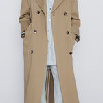ZARA  LONG BUTTONED TRENCH LIGHT TAN Size M Photo 0