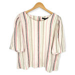 Andrew Marc MARC New York | XL | Linen Blend Multi-Color Stripe Puff Sleeve Popover Blouse Photo 0