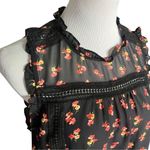a.n.a Womens .n.a. Lettuce Trim High Neckline Floral Print Sleeveless Top - Sz L Photo 1