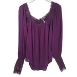 Free People Flutter By Peasant Lace Trim Square Neckline Blouse in Plum Photo 3