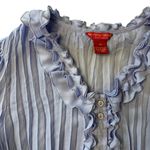 Sunny Leigh Women's Blue Y2K Crinkle Blouse Size Medium Petite Photo 1
