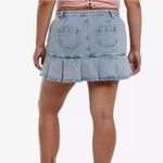 Sweet Society Light Blue Denim & Pink Bow Pleated Mini Skirt Plus Size 1 Photo 11