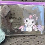 Sanrio Transparent Glitter Black Purple Trim Zipper Bag With Kuromi Quote Photo 0
