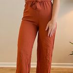 European Boutique burnt orange linen jumpsuit Photo 2