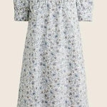 J.Crew Mini Dress White Floral Smocked Puff Sleeve Square Neck Cottagecore Photo 0