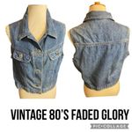 Faded Glory Vintage 80’s  Women’s Denim Button Down 100% Cotton Vest Size Large-R Photo 1