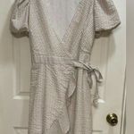 Draper James RSVP Seersucker Wrap Dress Puff Sleeve Ruffle Hem Preppy Small Photo 0