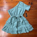 NWT Lulu’s All The Sage One Shoulder Ruffle Dress ~ size Large Green Photo 8