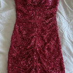 Y2K paper tag vintage Hot pink sequin ruched mini bodycon dress Size XS Photo 0