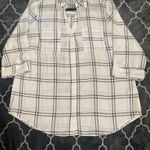 Fortune + Ivy  Women’s White & Black Plaid Long Sleeve Shirt L Photo 0