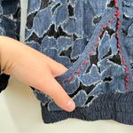 Anna Sui Floral Lace Denim Jacket Women’s Size Small Zip Front Collared Photo 4