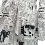 IC Collection by Connie K News Print Newspaper Chain Detail Button Front Dress L White Size L Photo 3