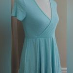 Sweet Claire Mint & White V-Neck Short Fit & Flare Textured Modcloth Dress by Photo 1