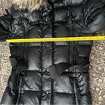 SAM. Women’s XS Black Infinity Fur Trim Hooded Belted 3/4 Length Puffer Jacket Photo 9