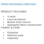 Apt. 9  women’s medium v-neck lace up short sleeves button front red dot color Photo 7