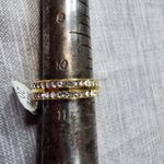 infinity Gold Color Stainless Steele Ring Size 20 Euro Clear Rhinestone Band Photo 4