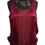 Cache Cranberry Silk Lined Beads Studs Embellished Top Banded Bottom $118 NWT Photo 2