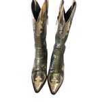 Donald Pliner Western Metallic Pitone Snake Leather Boot Shoe New $695 Sz 8.5 Gold Photo 4