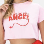 Adika  Pink Angel Energy Cropped T Shirt Top Womens Size Medium Photo 0
