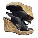 American Eagle Women’s  Black Cross Over Wedges Size 6 GUC #3176 Photo 0