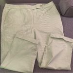 Talbots  Green and White Striped Cuffed and Cropped Pants Size 16 Like New Photo 1