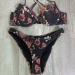 Triangl Saria Wild Rose Gray Scrunch Crinkle Bikini Swimsuit Set Size Small Photo 0