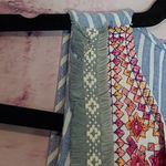 Entro  NAVY WHITE STRIPED EMBROIDERED TASSEL LONG LINE DRESS SWIM COVER SMALL Photo 3