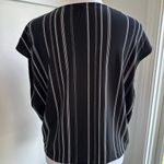Leith  Black White Stripe Cap Sleeve Wrap Style Blouse Top Large Photo 4