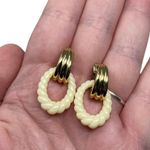 Vintage Avon Convertible Earrings Set Gold Tone Clip On Closures Blue Cream Photo 1