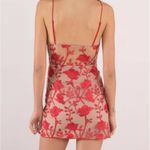 Tobi Sz XS Red Nude Floral Lace Up Corset Dress See Through Panels Valentines Photo 1