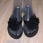 Olivia Miller  black flower platform flip flops Photo 1