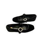 Juicy Couture  Velvety Black Mary Janes Flats Pearl Buckle BIJOUX Size 7 Shoes Photo 2