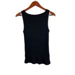 Black Sleeveless Ribbed Knit Top With White Trim Detail Size M Photo 1