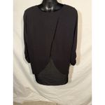 Grace Elements  Black‎ Pullover Knit Sweater Size XXL Gathered Sleeves Sheer Hem Photo 3