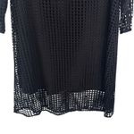 Megan Huntz Atlanta Black Windowpane 3/4 Sleeve Midi Dress Medium M Sheer USA Photo 2