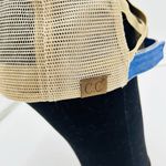 CC Exclusives Adjustable Trucker Baseball Hat Blue Tan Ponytail Criss Cross Back Photo 4