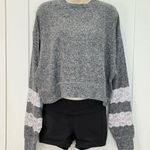 The Kooples Sport Sweet Fleece Lace Sweatshirt 1 XS Gray Crewneck Athleisure Photo 3