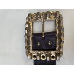 Vintage Women's Genuine Leather Brown Belt Square Gold Buckle SKU 5559 Photo 1