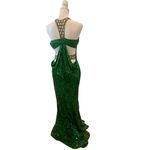 Scala  100% SILK TOP SEQUINED BEADED NECK FLOOR LENGTH GREEN GOWN WOMENS SIZE 5 Photo 1
